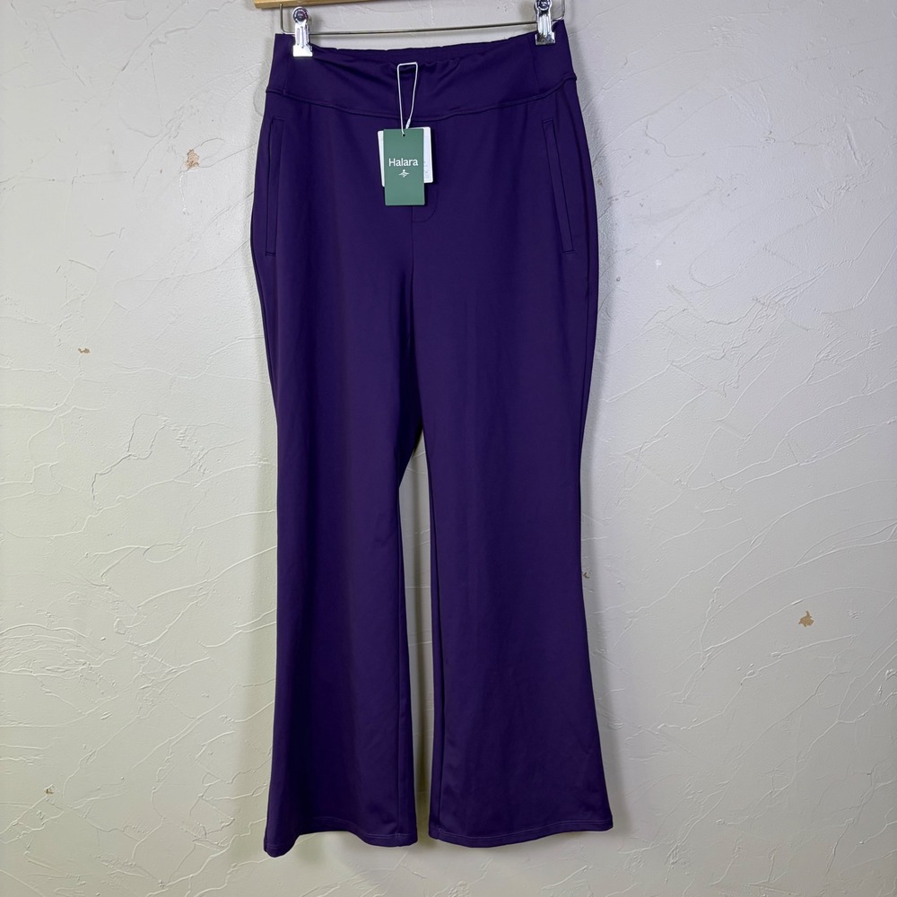 New Halara Flare Pants Women M Purple High Waisted Pockets Athleisure Office